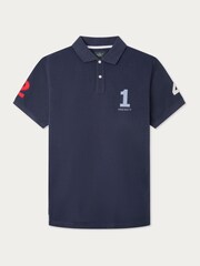 Hackett Men Blue London Short Sleeve 100% Cotton Polo Shirt - Image 6 of 8
