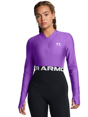 Under Armour Purple Heat Gear Rib 1/4 Zip Sweat Top - Image 1 of 4
