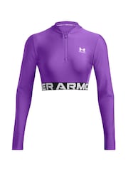 Under Armour Purple Heat Gear Rib 1/4 Zip Sweat Top - Image 3 of 4