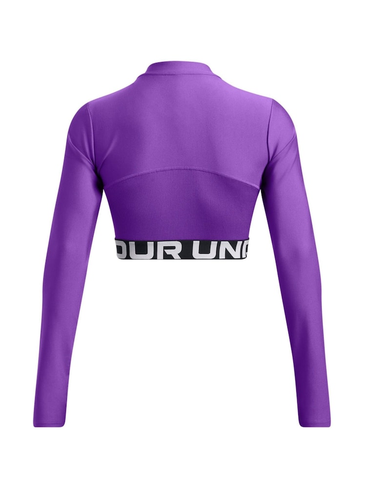 Under Armour Purple Heat Gear Rib 1/4 Zip Sweat Top - Image 4 of 4