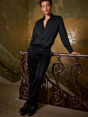 Black EDIT Wide Leg Tuxedo Trousers - Image 1 of 6