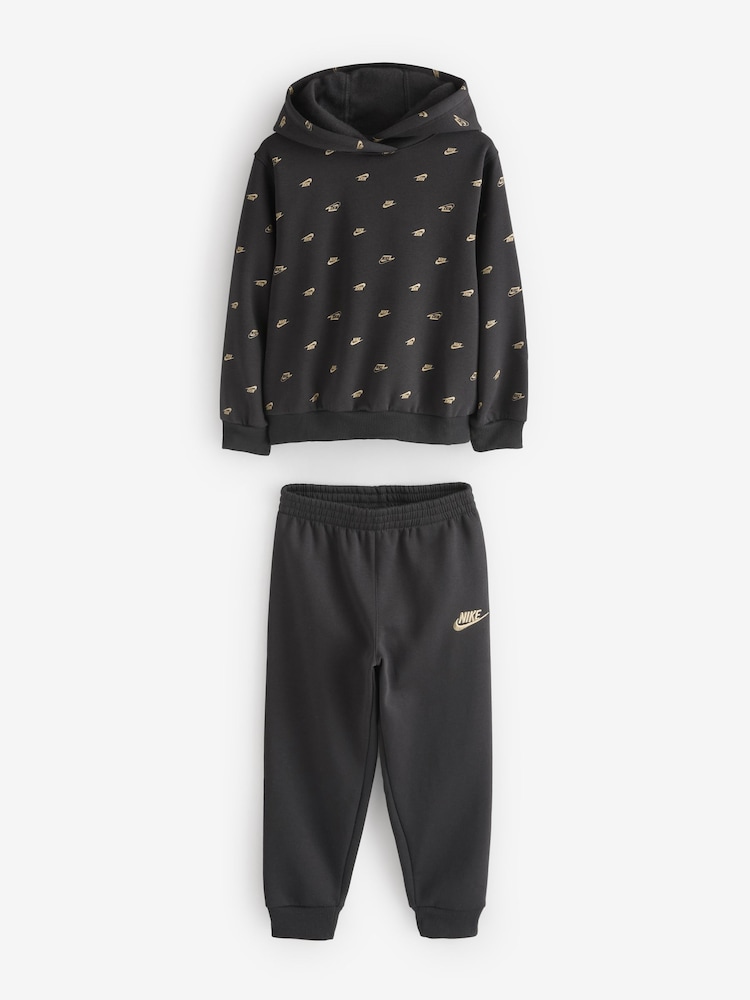 Nike Black Little Kids Printed Fleece Tracksuit - Image 1 of 1