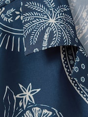 Reiss Navy/White Kalid Reiss | Ché Printed Cuban Collar Shirt - Image 4 of 5