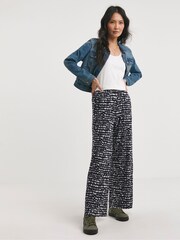 JD Williams Blue Jersey Wide Leg Trousers 2 Pack - Image 1 of 4