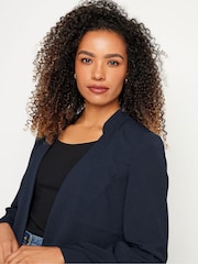 M&Co Blue Collarless Fitted Blazer - Image 4 of 5