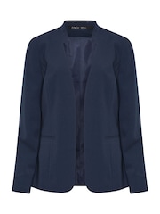 M&Co Blue Collarless Fitted Blazer - Image 5 of 5