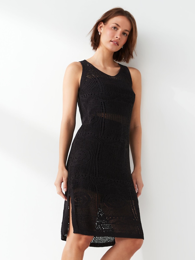 JDY Black Petite Crochet Sleeveless Dress - Image 1 of 5 JDY Black Petite Crochet Sleeveless Dress - Image 1 of 5