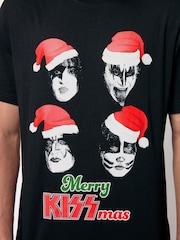KISS Black 100% Cotton Licence Christmas T-Shirt - Image 4 of 7