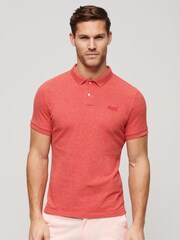 Superdry Red Classic Pique 100% Cotton Polo Shirt - Image 1 of 6