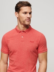 Superdry Red Classic Pique 100% Cotton Polo Shirt - Image 3 of 6