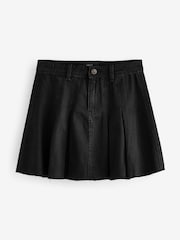 Black 100% Cotton Pleated Denim Mini Skirt - Image 4 of 5