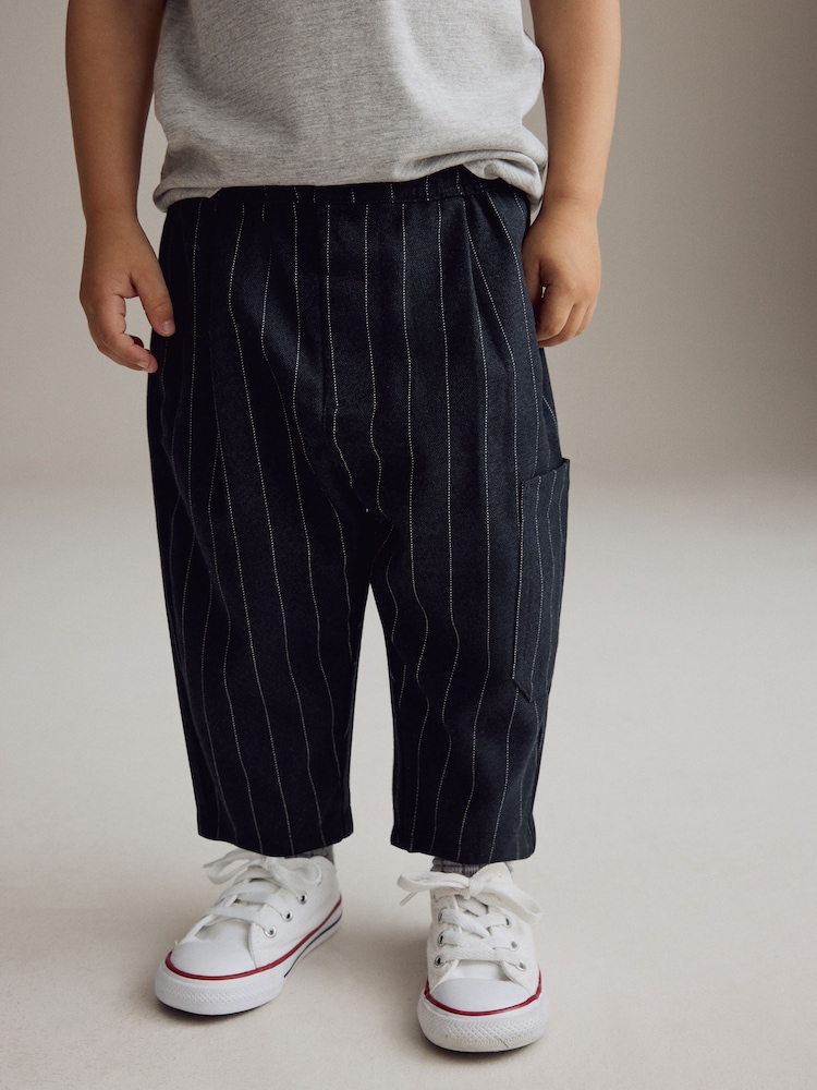Navy/White Cosy Pull On Smart Trousers (3mths-7yrs) - Image 1 of 6