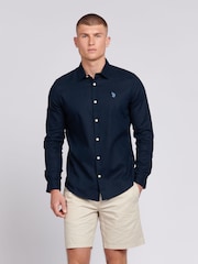 U.S. Polo Assn. Blue Linen Blend Mens Shirt - Image 1 of 7