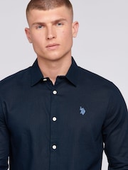 U.S. Polo Assn. Blue Linen Blend Mens Shirt - Image 2 of 7