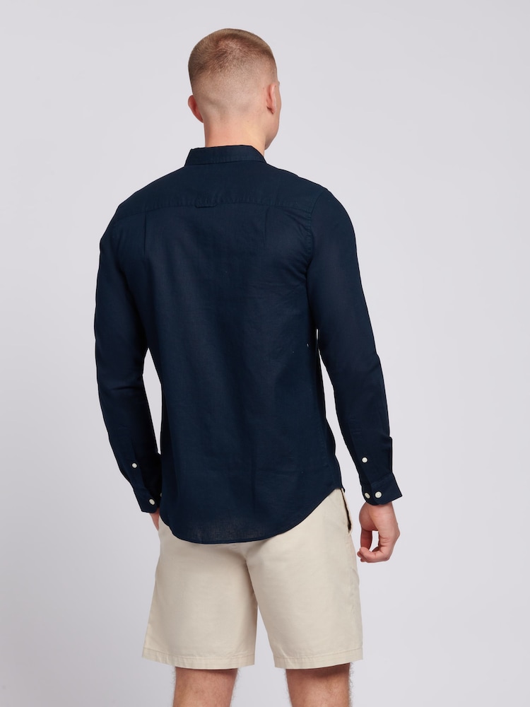 U.S. Polo Assn. Blue Linen Blend Mens Shirt - Image 4 of 7