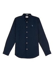 U.S. Polo Assn. Blue Linen Blend Mens Shirt - Image 6 of 7