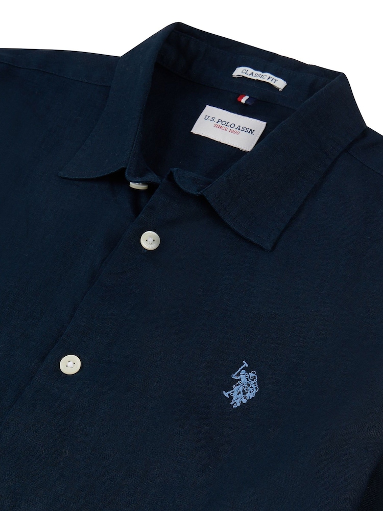 U.S. Polo Assn. Blue Linen Blend Mens Shirt - Image 7 of 7