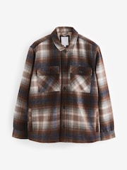 Brown/Blue Check Borg Lined Shacket - Image 3 of 7