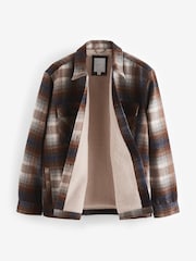 Brown/Blue Check Borg Lined Shacket - Image 4 of 7