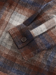 Brown/Blue Check Borg Lined Shacket - Image 6 of 7