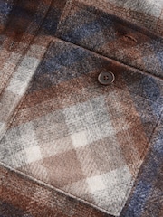Brown/Blue Check Borg Lined Shacket - Image 7 of 7