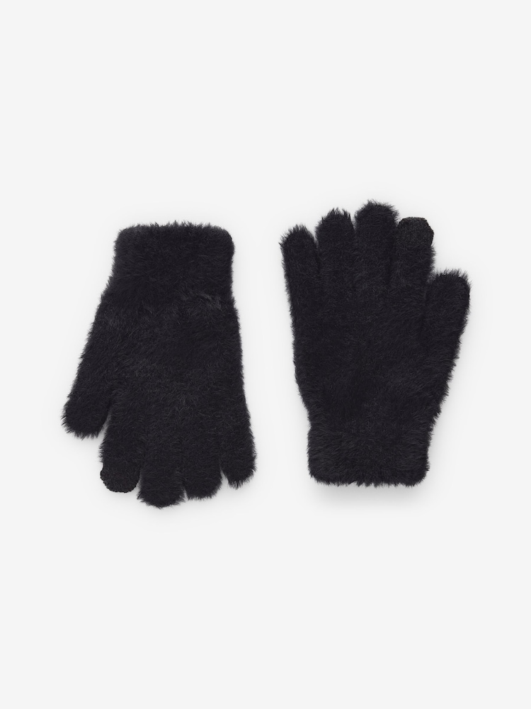 Black Fluffy Gloves (3-16yrs) - Image 1 of 3