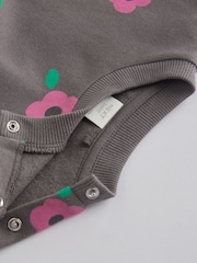 Grey/Pink Flower Print Baby Sweatshirt and Joggers Set - Image 13 of 16