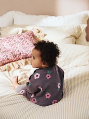 Grey/Pink Flower Print Baby Sweatshirt and Joggers Set - Image 2 of 16