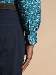 Charles Tyrwhitt Green Slim Fit Liberty Fabric Floral Print 100% Cotton Shirt - Image 4 of 7