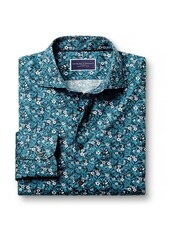 Charles Tyrwhitt Green Slim Fit Liberty Fabric Floral Print 100% Cotton Shirt - Image 5 of 7