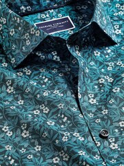 Charles Tyrwhitt Green Slim Fit Liberty Fabric Floral Print 100% Cotton Shirt - Image 6 of 7