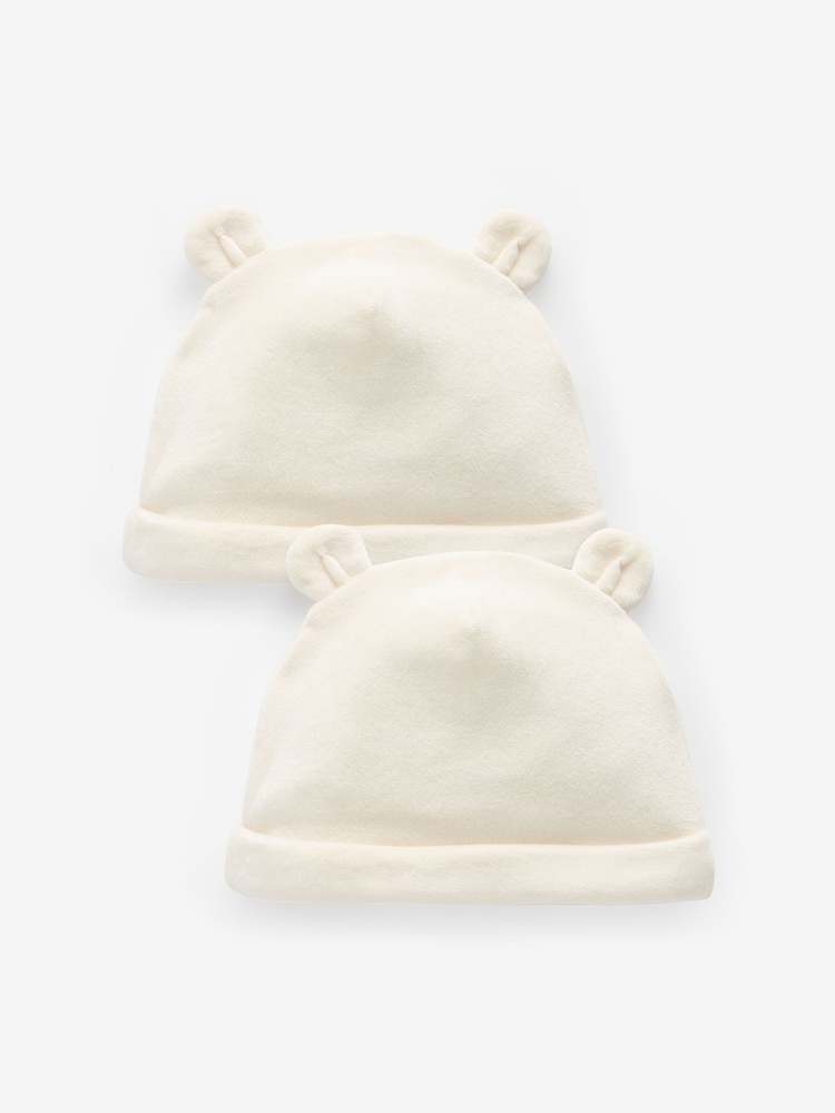 Crema - Velour Baby Beanie Hats 2 Pack (0-12mths) - Imagen 1 de 4 Crema - Velour Baby Beanie Hats 2 Pack (0-12mths) - Imagen 1 de 4