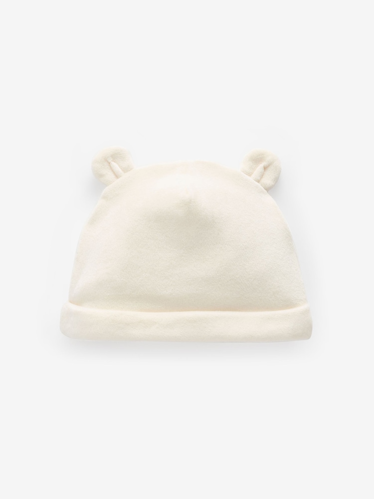 Cream Velour Baby Beanie Hats 2 Pack (0-12mths) - Image 2 of 4