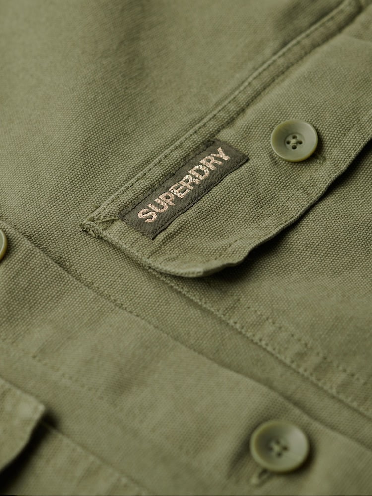 Superdry Green 100% Cotton Embellished Military Jacket - Image 5 of 6