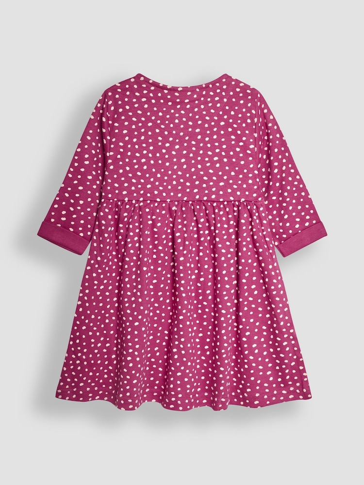 JoJo Maman Bébé Raspberry Pink Bunny Appliqué Button Front Dress - Image 2 of 3