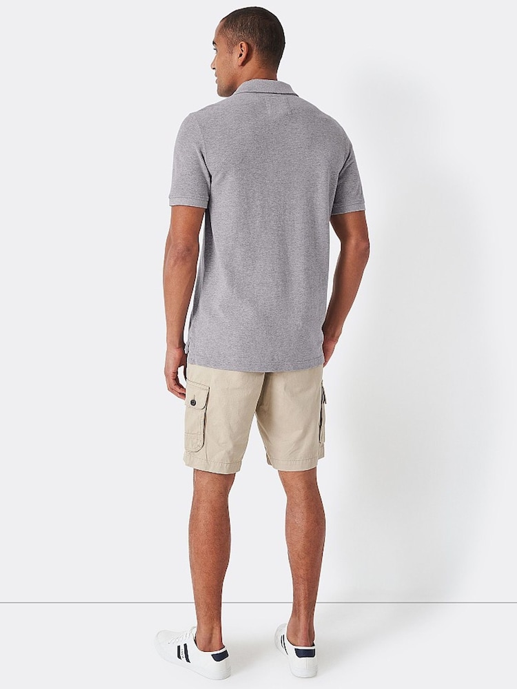 Crew Clothing Grey 100% Cotton Pique Polo Shirt - Image 2 of 5