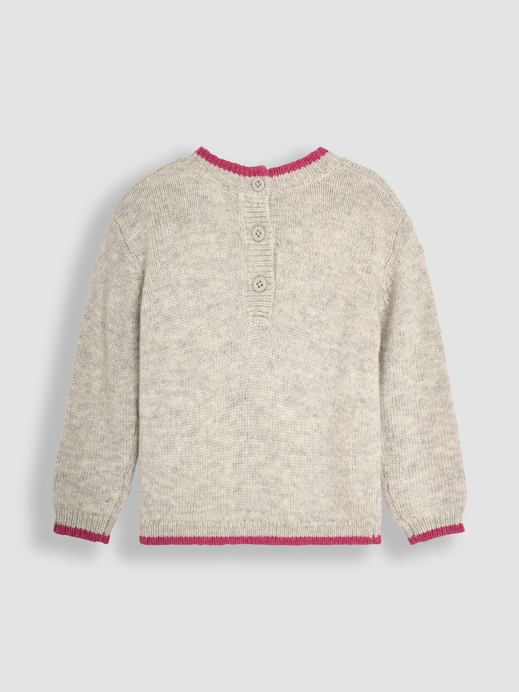 JoJo Maman Bébé Marl Grey Unicorn Appliqué Jumper - Image 2 of 3