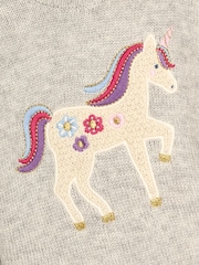 JoJo Maman Bébé Marl Grey Unicorn Appliqué Jumper - Image 3 of 3