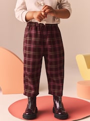 Berry Red Check Wide Leg Trousers (3mths-7yrs) - Image 1 of 9