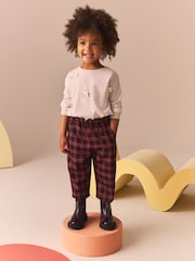 Berry Red Check Wide Leg Trousers (3mths-7yrs) - Image 2 of 9