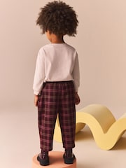 Berry Red Check Wide Leg Trousers (3mths-7yrs) - Image 3 of 9