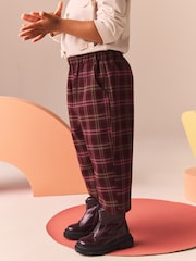 Berry Red Check Wide Leg Trousers (3mths-7yrs) - Image 4 of 9