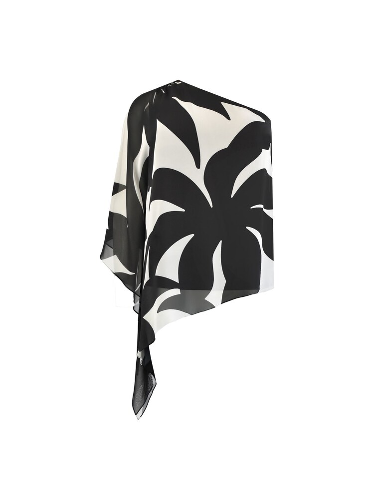 Live Unlimited Black Curve Geo Print One Shoulder Overlay Top - Image 7 of 7 Live Unlimited Black Curve Geo Print One Shoulder Overlay Top - Image 7 of 7