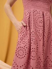FatFace Kadiri Pink Shirred Midi Dress - Image 5 of 6