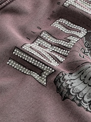 Purple Washed Purple Dropped Should Crew Neck Butterfly Tour Graphic Sweatshirt - Image 7 of 7