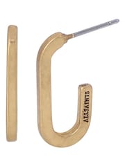 AllSaints Gold Stone Oval Hoop Earrings - Image 4 of 5