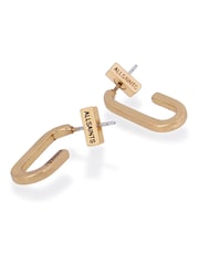 AllSaints Gold Stone Oval Hoop Earrings - Image 5 of 5