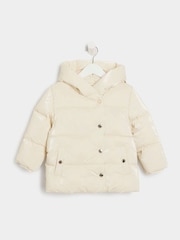 River Island Cream Girls Heart Padded Puffer Coat - Image 1 of 3