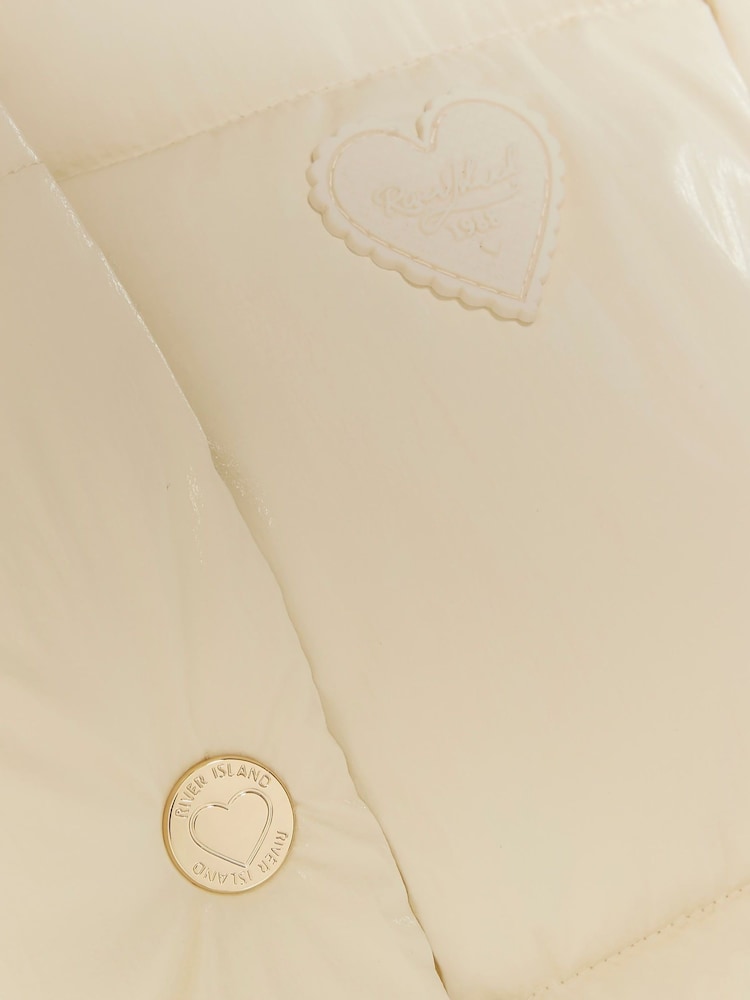 River Island Cream Girls Heart Padded Puffer Coat - Image 3 of 3