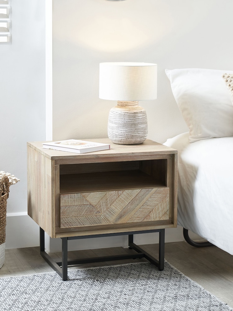 Pacific Natural Marca Acacia Wood Bedside Unit - Image 1 of 6